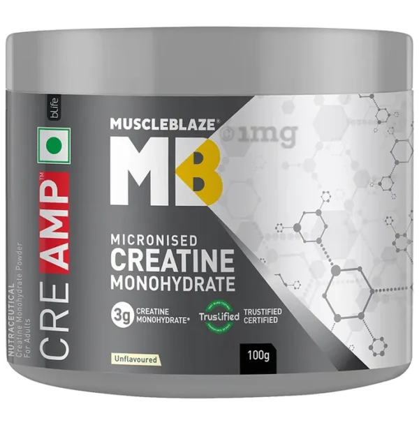MUSCLEBLAZE Creatine Monohydrate CreAMP with CreAbsorb, Trustified Certified Creatine  (100 g, Unflavored)