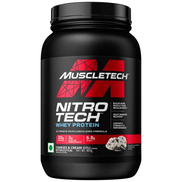 Muscletech NitroTech 30g Protein, 3g creatine monohydrate ultimate muscle building formula Whey Protein  (907 g, Milk Chocolate)
