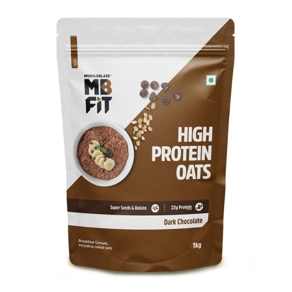 MUSCLEBLAZE High Protein Oats with Added Probiotic, Gluten Free, Dark Chocolate Pouch  (400 g)