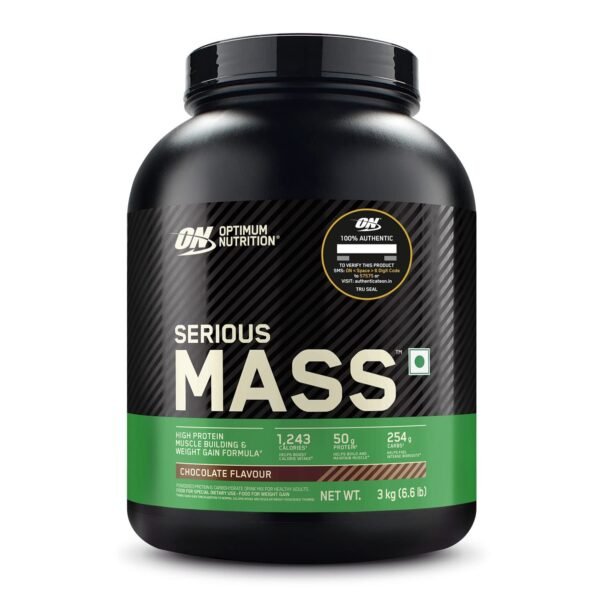 Optimum Nutrition (ON) Serious High Protein Weight / Mass Gainers with Vitamins,Minerals& Creatine Weight Gainers/Mass Gainers  (3 kg, Chocolate)